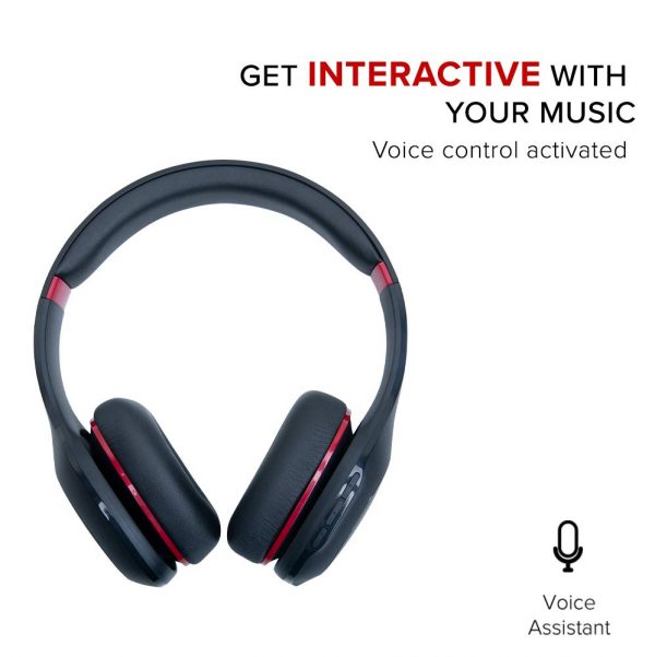 MI Super Bass Bluetooth Wireless On Ear Headphones with Mic (Black and Red) 3