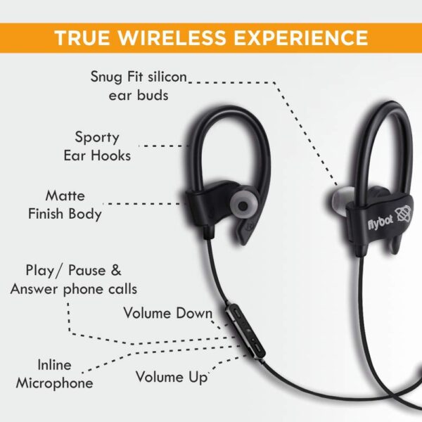 Flybot Wave in-Ear Sport Wireless Bluetooth Earphone Sweatproof (Black) 3