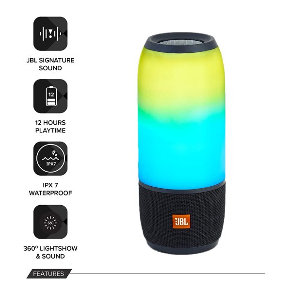 JBL Pulse 3 Wireless Portable Bluetooth Speaker with Vibrant Lightshow (Black) 3