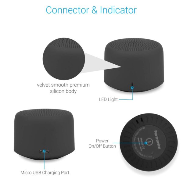 Portronics PICO Bluetooth 5.0 Personal Mini Portable Stereo Speaker with TWS, Crisp, Loud and Clear 3W, Black 3