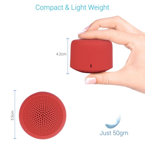 Portronics PICO Bluetooth 5.0 Personal Mini Portable Stereo Speaker with TWS, Crisp, Loud and Clear 3W, Red 5
