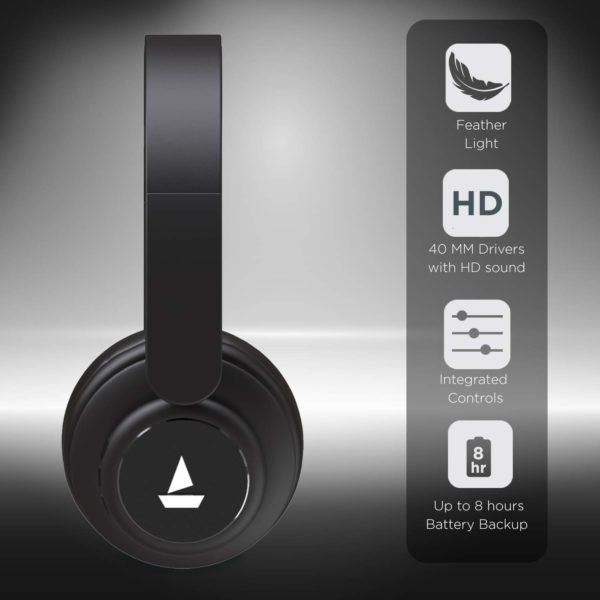 boAt Rockerz 450 Wireless Bluetooth Headset (Luscious Black)