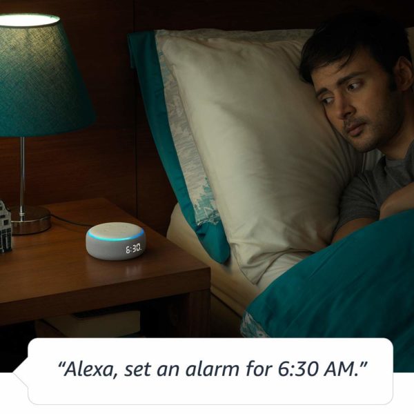 Echo Dot (3rd Gen) with clock - Smart speaker with Alexa and LED display (White)