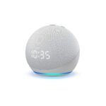Echo Dot (4th Gen) with clock - Next generation smart speaker with powerful bass, LED display and Alexa (White)