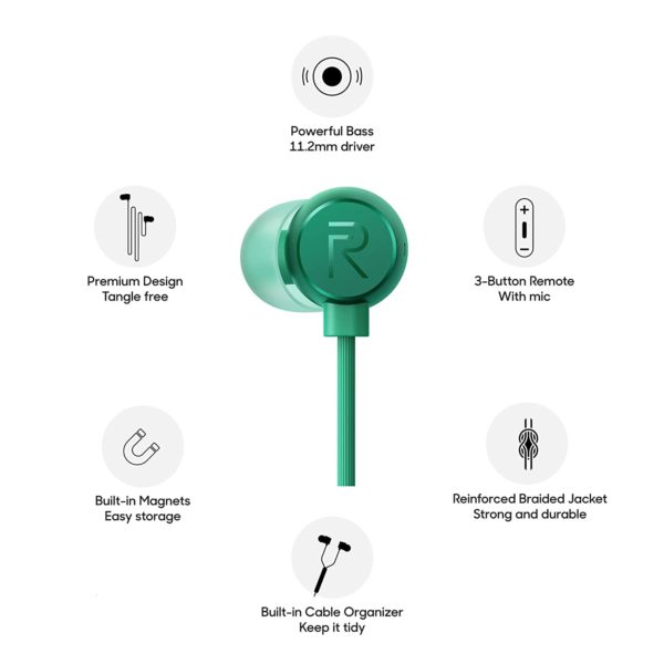 Realme Buds 2 with Mic for Android Smartphones (Green)