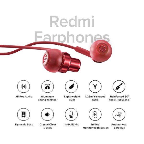 Redmi Hi-Resolution Audio Wired Headset with Mic (Red) 1