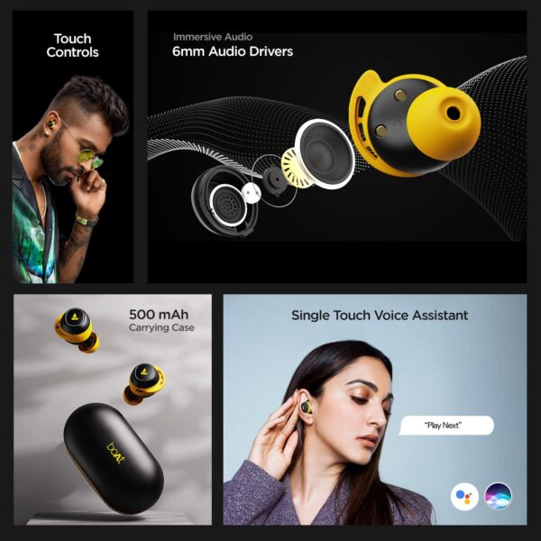 boAt Airdopes 441 True Wireless in Ear Earbuds (Bumblebee Yellow) 5