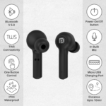 Portronics Harmonics Twins 22 Smart TWS Bluetooth Earbuds (Black)