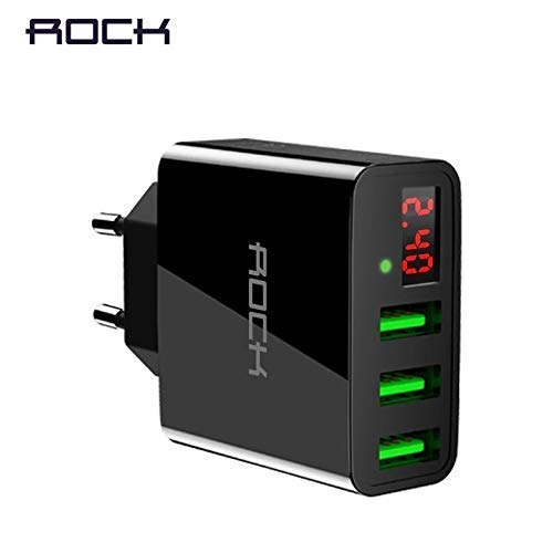 Rock Travel Charger with Digital Display 3 Port USB