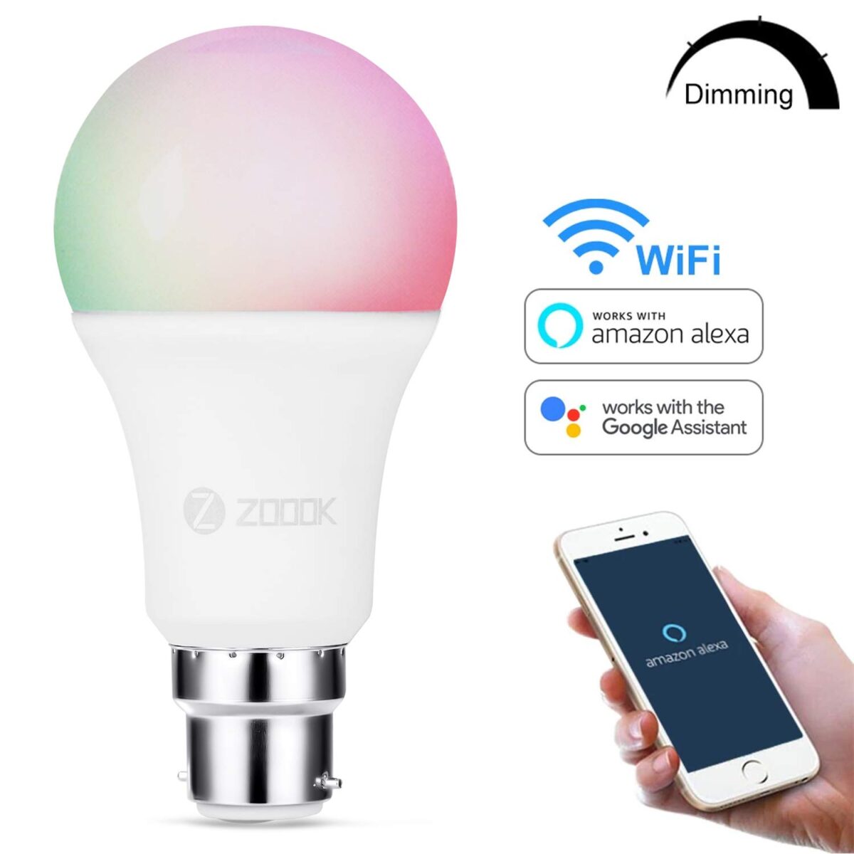 Zoook Shine 9-Watt B22 type Smart LED Bulb Compatible with Amazon Alexa