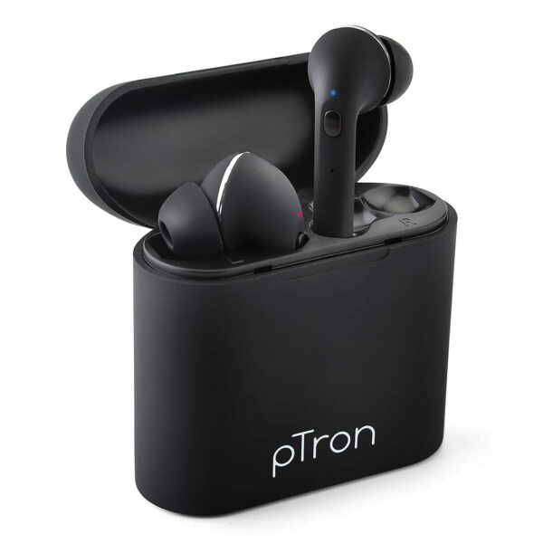pTron Bassbuds Lite V2 In-Ear True Wireless Bluetooth 5.0 Headphones with Mic (Black)