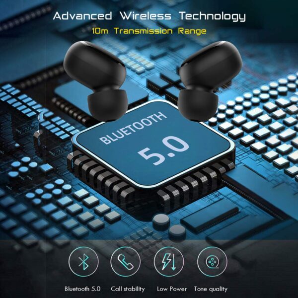 pTron Bassbuds Pro in-Ear True Wireless Bluetooth 5.0 Headphones with Mic (Black)
