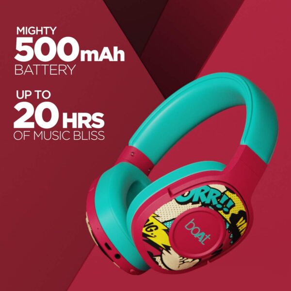 boAt Rockerz 550 Over-Ear Wireless Headphone (Maroon Maverick) 7
