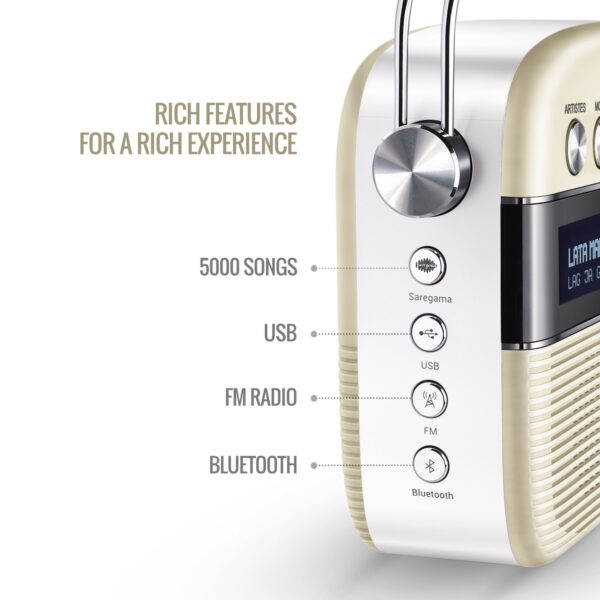 Saregama Carvaan SKU-R20008 Portable Digital Music Player (Porcelain White) with Out Remote 4