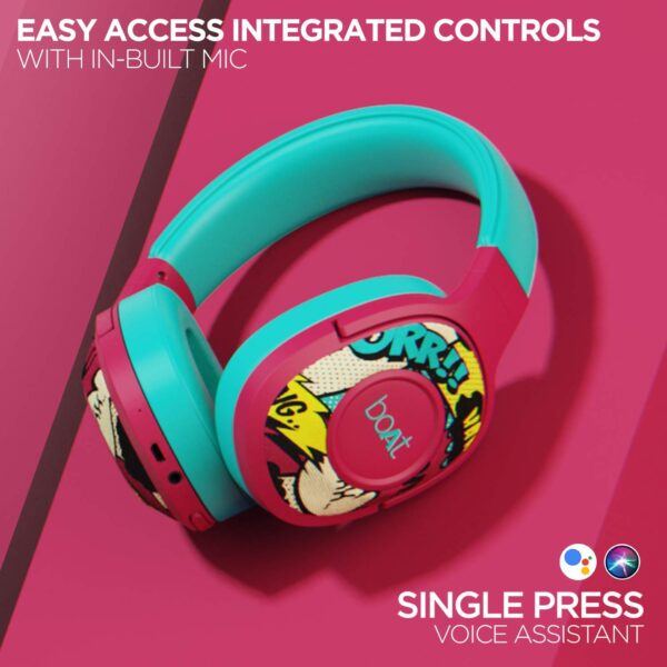 boAt Rockerz 550 Over-Ear Wireless Headphone (Maroon Maverick) 3