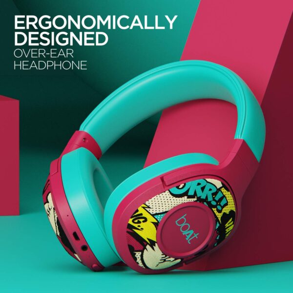 boAt Rockerz 550 Over-Ear Wireless Headphone (Maroon Maverick) 4
