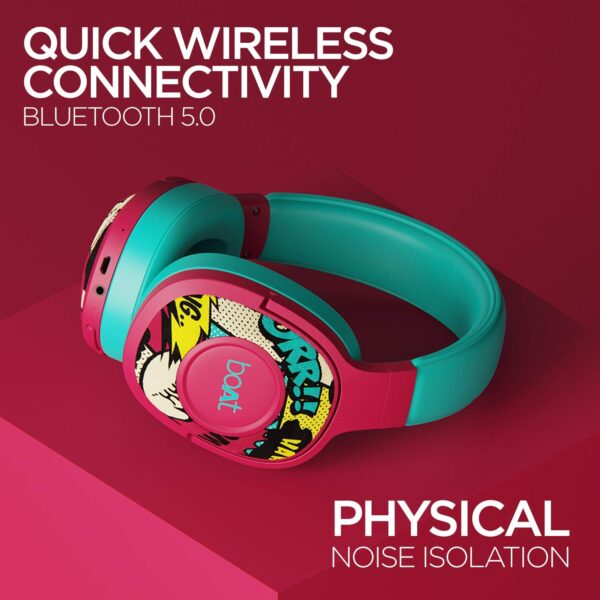 boAt Rockerz 550 Over-Ear Wireless Headphone (Maroon Maverick) 6