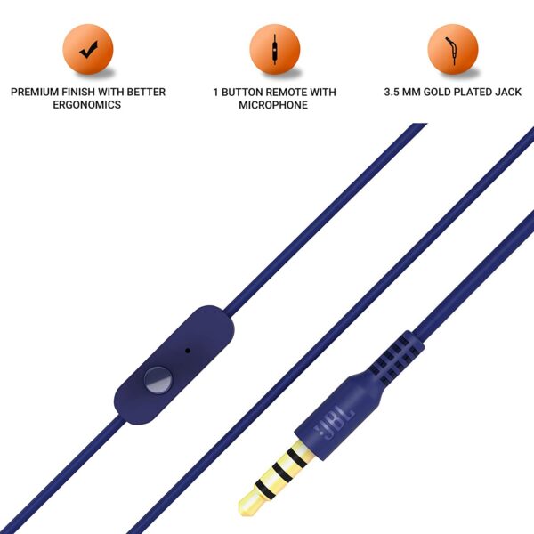 JBL C200SI in-Ear Premium Headphones with Mic (Mystic Blue) 5