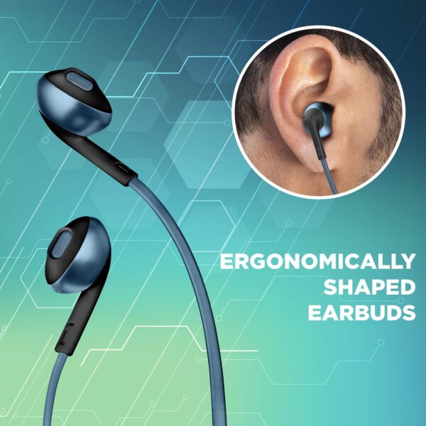 JBL T205BT Pure Bass Wireless Metal Earbud Headphones with Mic (Blue) 2
