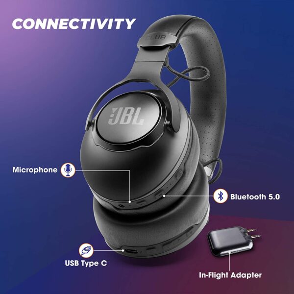 JBL Club 950NC Wireless Over-Ear Headphones (Black) 2