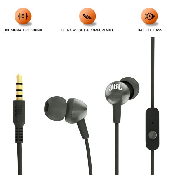 JBL C200SI in-Ear Premium Headphones with Mic (Gun Metal) 4