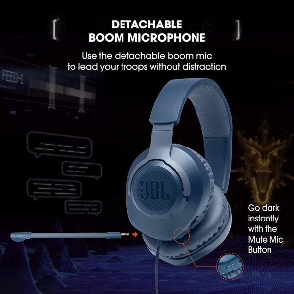 JBL Quantum 100 Wired Over-Ear Gaming Headset (Blue) 3