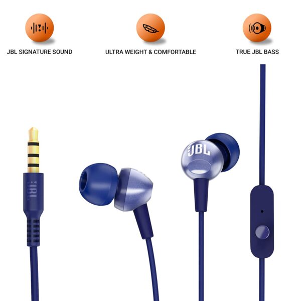 JBL C200SI in-Ear Premium Headphones with Mic (Mystic Blue) 2