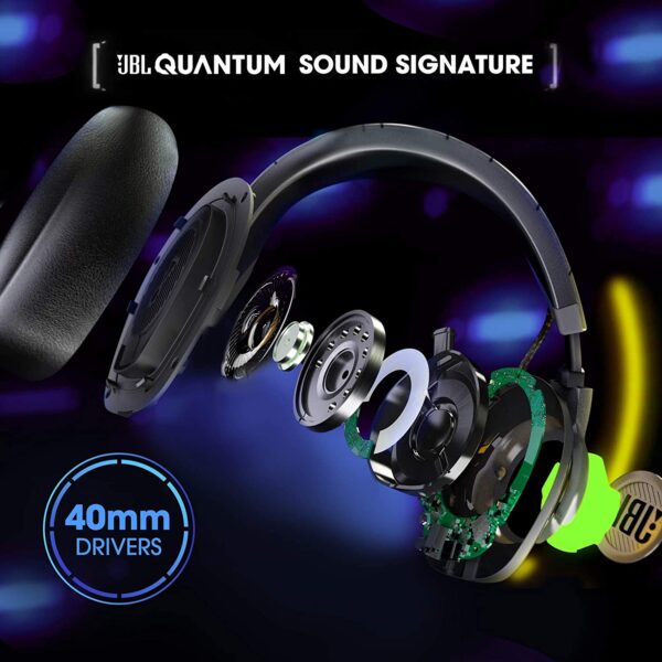 JBL Quantum 100 Wired Over-Ear Gaming Headset (Black) 2