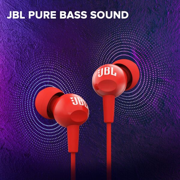 JBL C100SI In-Ear Headphones with Mic (Red) 6
