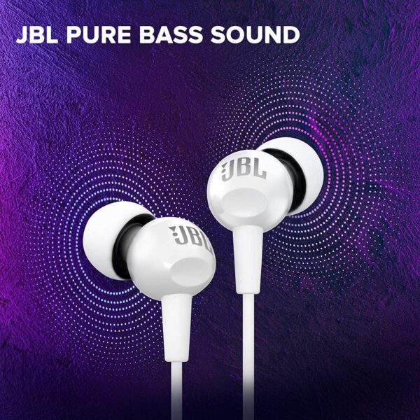 JBL C100SI In-Ear Headphones with Mic (White) 6