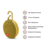 JBL Clip 3 Ultra-Portable Wireless Bluetooth Speaker (Mustard Yellow)