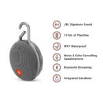 JBL Clip 3 Ultra-Portable Wireless Bluetooth Speaker (Gray)