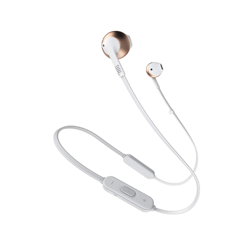 JBL T205BT Pure Bass Wireless Metal Earbud Headphones with Mic (Rose Gold) 1