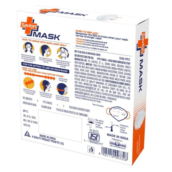 Savlon Mask - Pack of 4, Ear-loop model with Head-Band Converter Strip 6