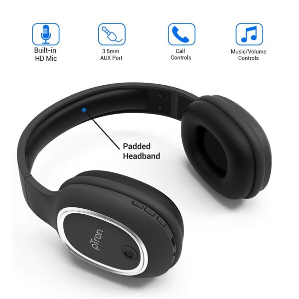 pTron Studio Over-Ear Bluetooth 5.0 Wireless Headphones (Black) 3