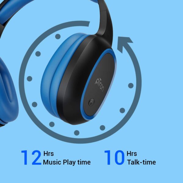 pTron Studio Over-Ear Bluetooth 5.0 Wireless Headphones (Blue) 5