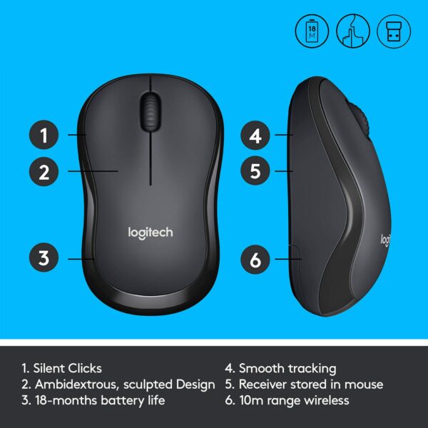 Logitech M221 Wireless Mouse (Charcoal Grey) 2