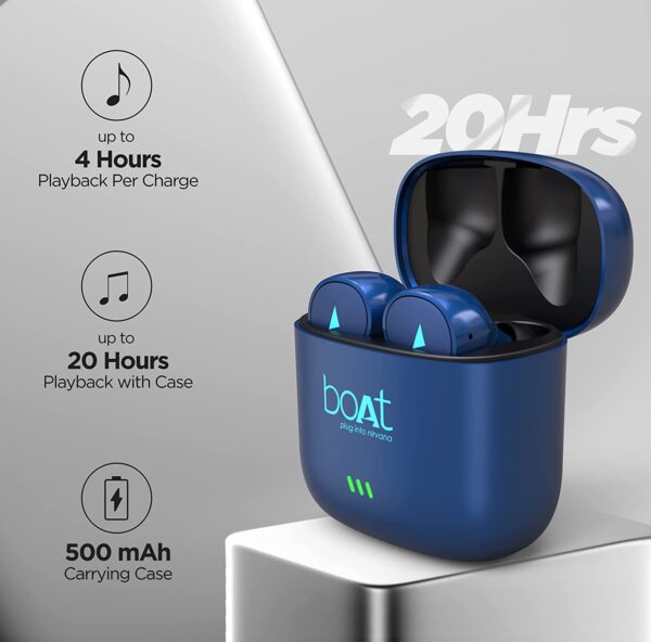Boat Airdopes 433 Twin Wireless Ear-Buds with Mic(Blue) 6