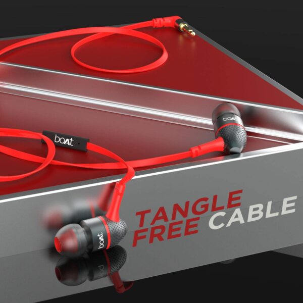 boAt BassHeads 225 in-Ear Wired Earphones with Super Extra Bass Wired Headset  (Red) 3