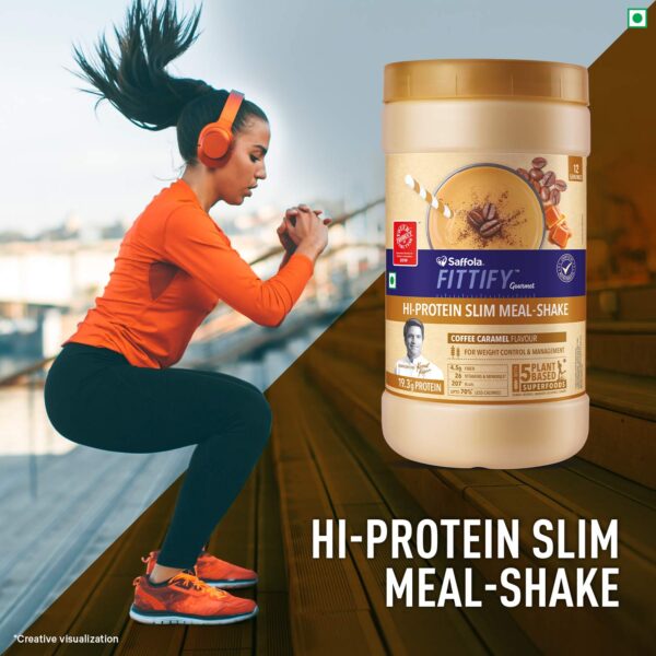Saffola FITTIFY Gourmet Hi-Protein Slim Meal Shake - 420 gm , Coffee Caramel (Buy 1 Get 1 Free) 5