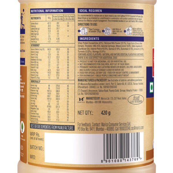 Saffola FITTIFY Gourmet Hi-Protein Slim Meal Shake - 420 gm , Coffee Caramel (Buy 1 Get 1 Free) 3