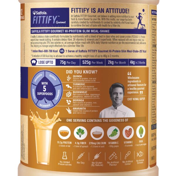 Saffola FITTIFY Gourmet Hi-Protein Slim Meal Shake - 420 gm , Coffee Caramel (Buy 1 Get 1 Free) 4