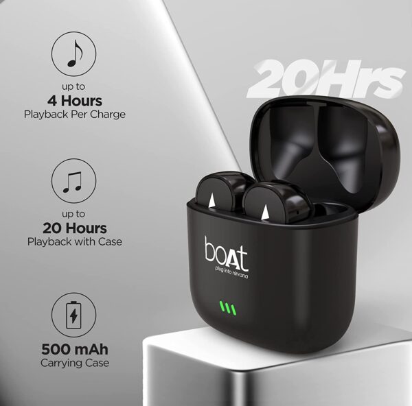 Boat Airdopes 433 Twin Wireless Ear-Buds with Mic(Black) 6