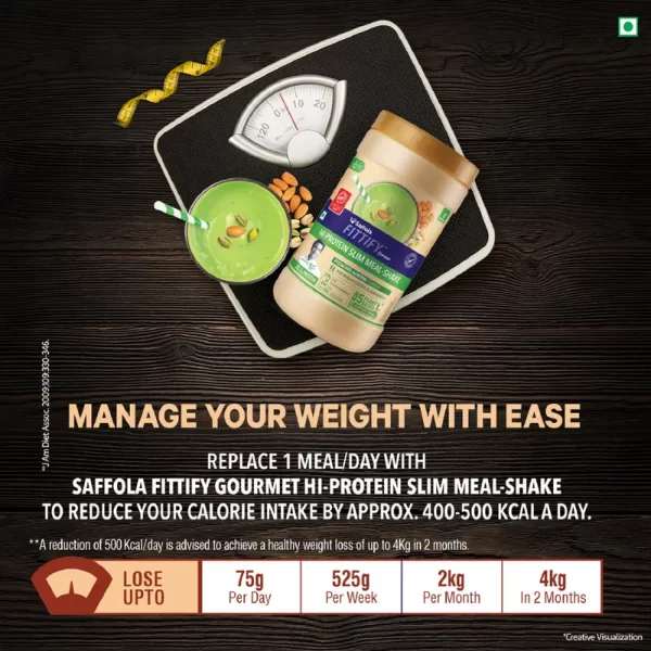 Saffola Fittify Hi Protein Slim Meal-Shake Pistachio Almond 4