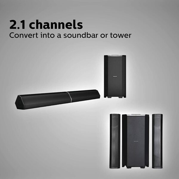 Philips MMS8085B/94 2.1 Channel Convertible Multimedia Speaker System, (Black) 4