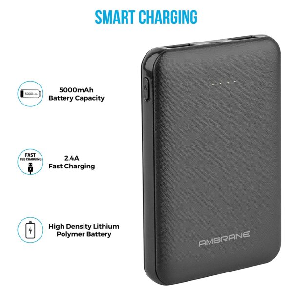 Ambrane 5000mAh Li-Polymer Power bank ( Black) 5