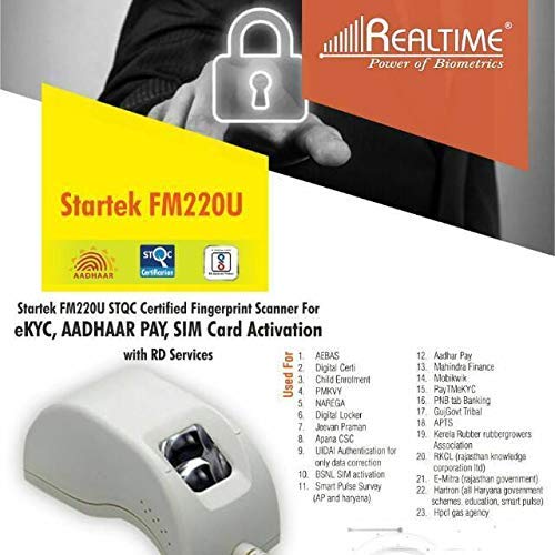 Startek FM220 Biometric Fingerprint Scanner micro usb port (Small, White) 3
