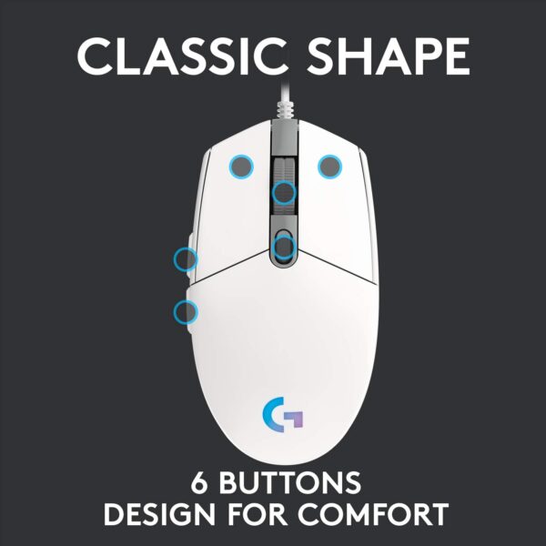 Logitech G102 Light Sync Gaming Mouse (White) 6