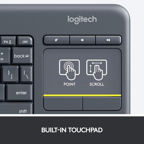 Logitech K400 Plus Wireless Livingroom Keyboard with Touchpad (Black) 5