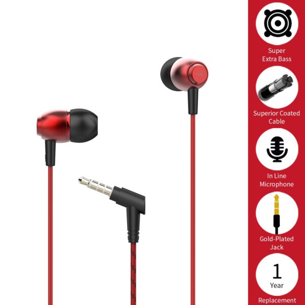 boAt Bassheads 162 in Ear Wired Earphones with Mic(Raging Red) 6